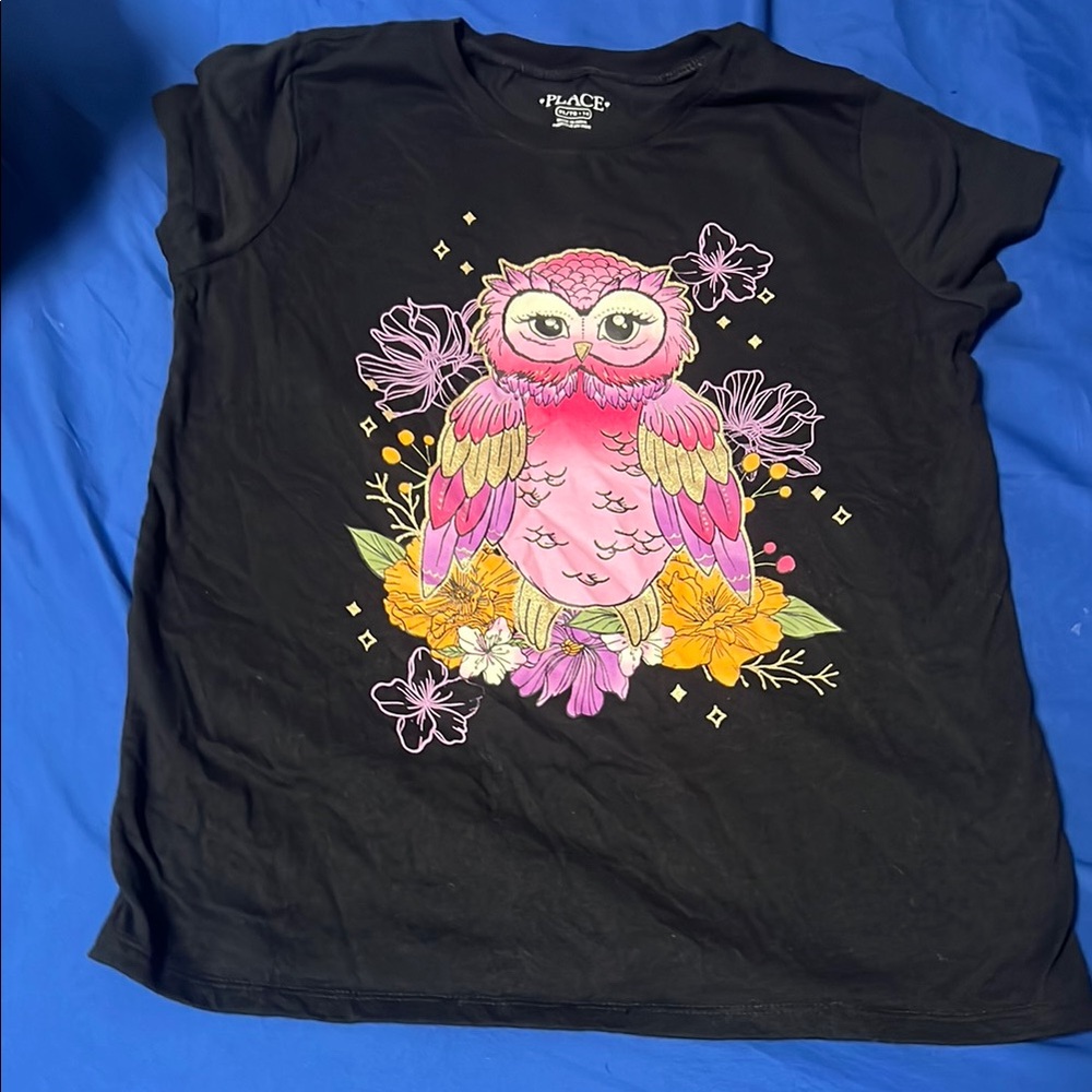 The Children's Place Black and Pink Owl Tee